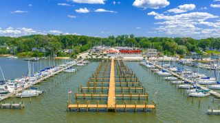 New pier and boat lifts installed by @thedockguymd #pier #waterfront #100mp #dji #drone