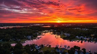 Beautiful sunset in Bowleys Quarters, MD tonight! #sunset #droneshot #perfectsky