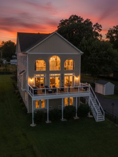1117 Chester Rd, Middle River, MD 21220  Discover unparalleled waterfront living at 1117 Chester Road, nestled in the coveted Long Beach Estates of Middle River. This stunning 2,600+ square foot residence offers three bedrooms and three and a half bathrooms, all set against breathtaking views of Galloway Creek, mere moments from the Chesapeake Bay.  Step inside to a dramatic two-story foyer and high ceilings that lead you into a thoughtfully designed living space featuring a cozy gas fireplace. The kitchen shines with elegant quartz countertops and modern appliances, creating a functional and inviting space for everyday living and entertaining. Enjoy seamless indoor-outdoor living with direct access to a spacious deck, ideal for enjoying the serene surroundings. The main level features a luxurious primary suite, offering comfort and privacy. In addition to the finished living area, the home offers approximately 500 square feet of unfinished space with an existing full bathroom, providing exceptional potential for a future recreation room, guest suite, home office, gym, or additional living area.  Experience the ultimate in waterfront amenities with your private pier, boasting navigable water, a dedicated boat lift, and a jet ski lift. Additional conveniences include an inviting front porch and an oversized two-car garage. This exceptional property combines elegant design with a vibrant waterside lifestyle. - Zillow